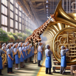 A Giraffe Walks into a Tuba Factory